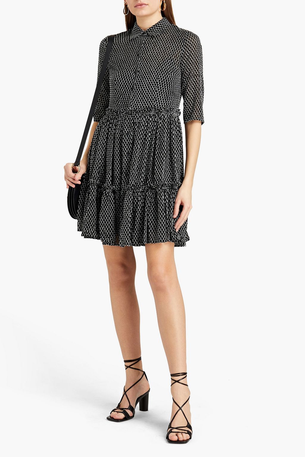 CLAUDIE PIERLOT Shirred fil coupé mini shirt dress