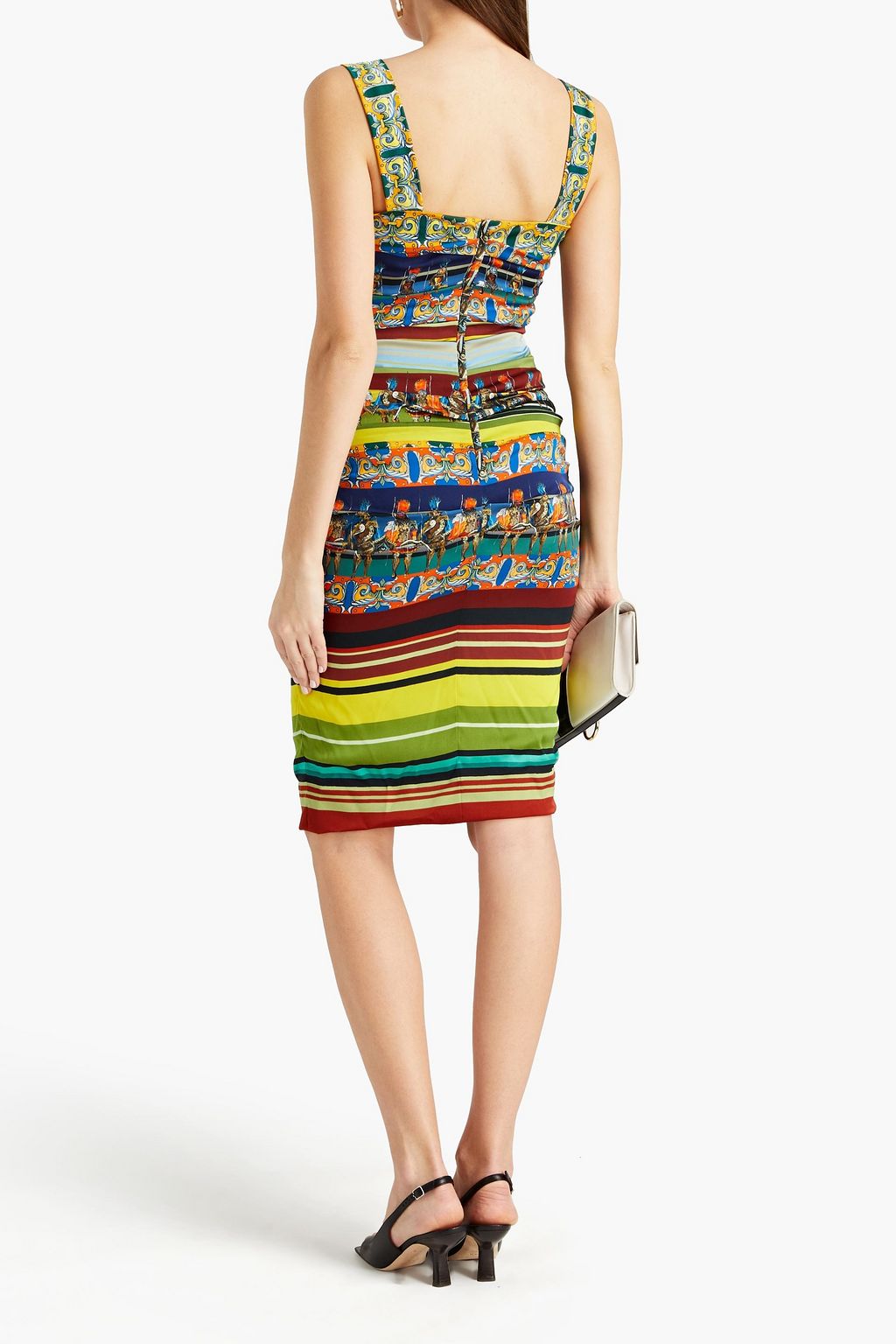 DOLCE&GABBANA Ruched printed silk-blend crepe de chine dress