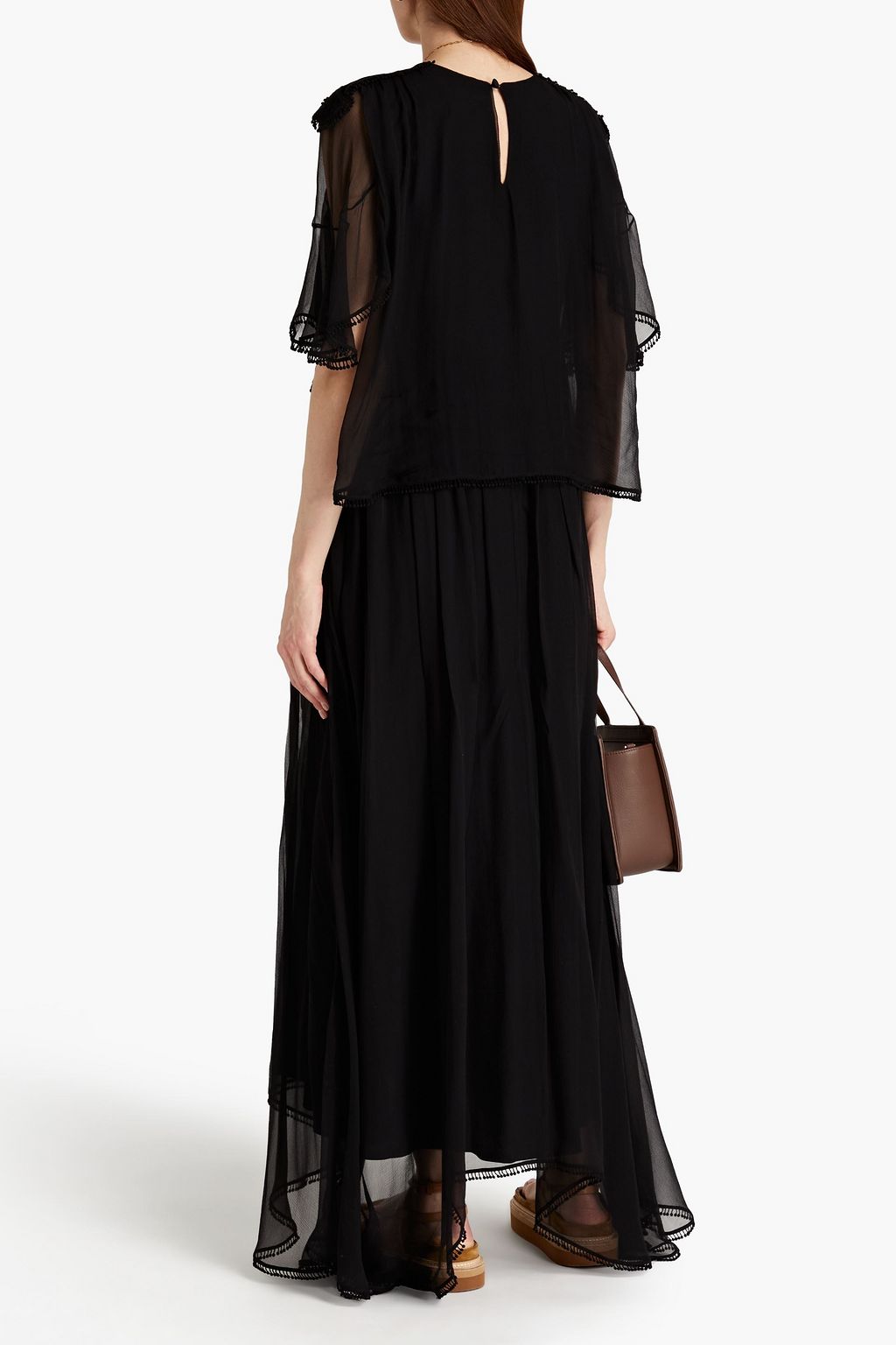 CHLOÉ Gathered silk-crepon maxi dress