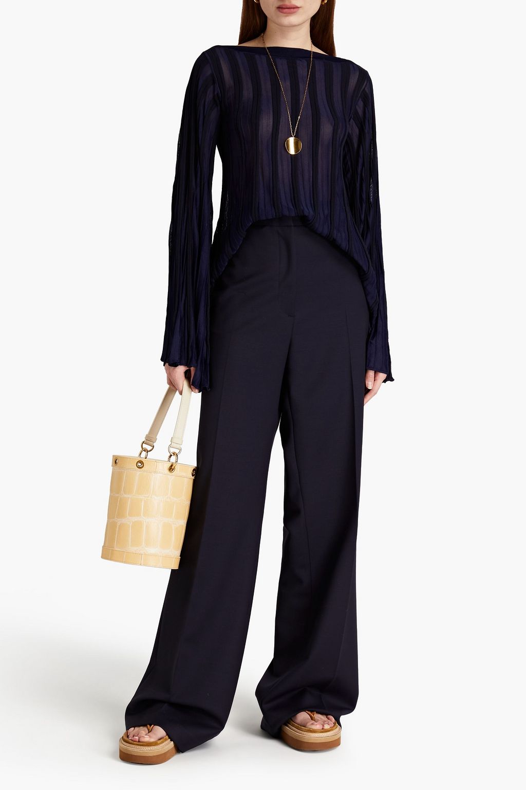 CHLOÉ Striped ribbed-knit sweater