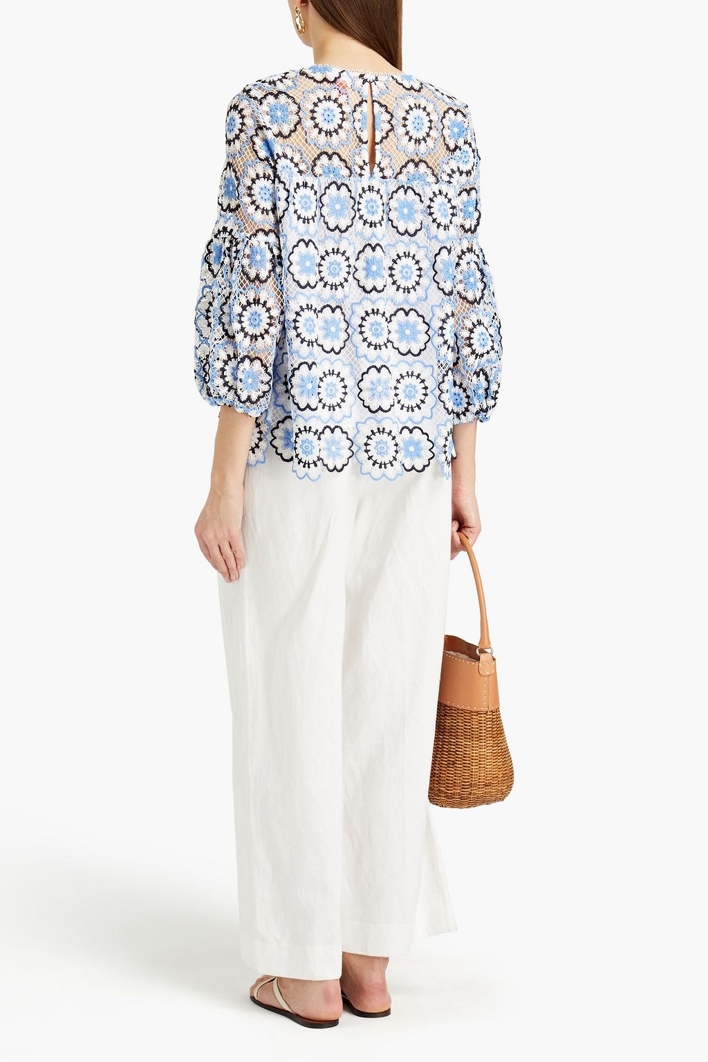 ML MONIQUE LHUILLIER Crocheted lace top