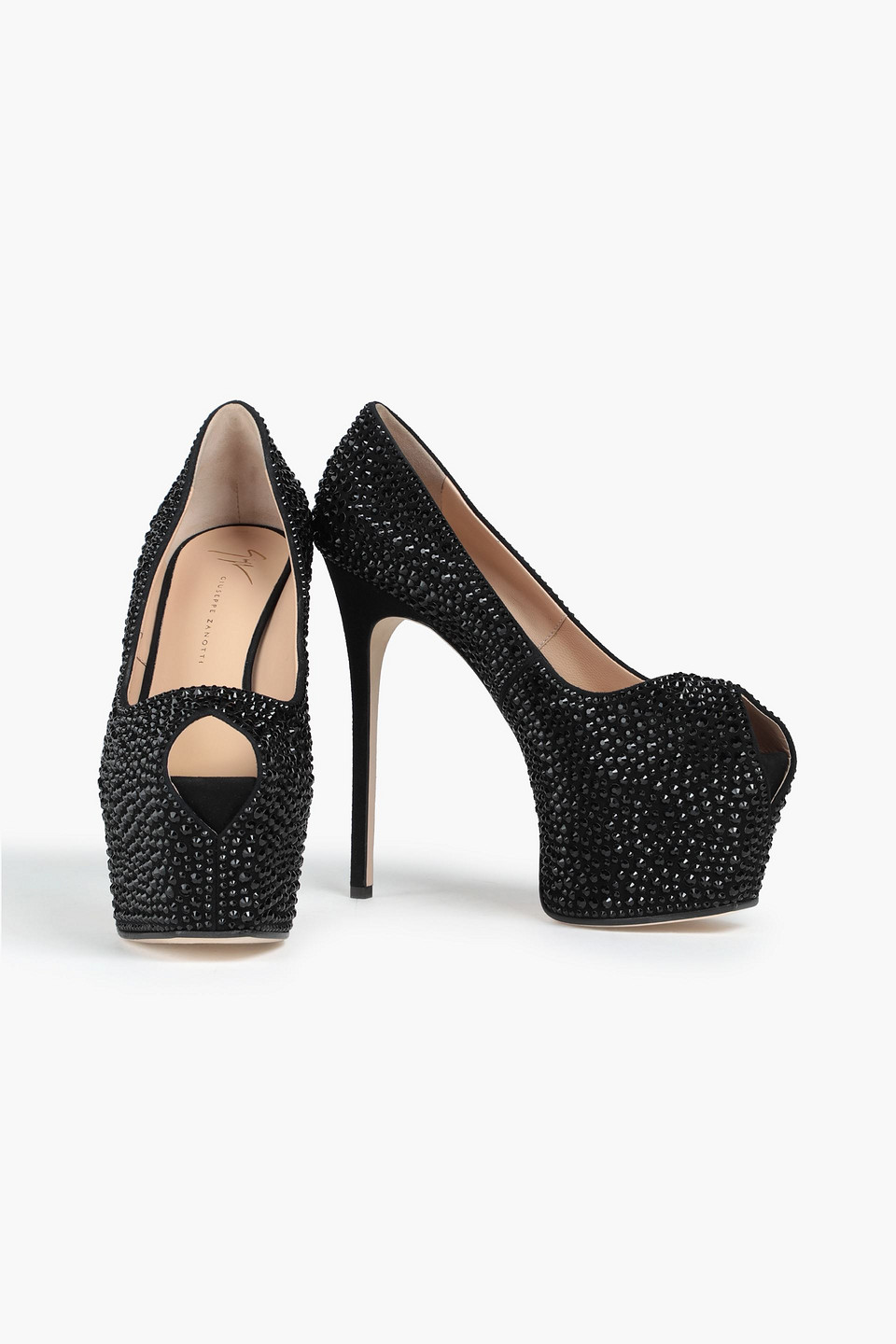 Giuseppe Zanotti Liza Crystal-embellished Leather Platform Pumps In Black