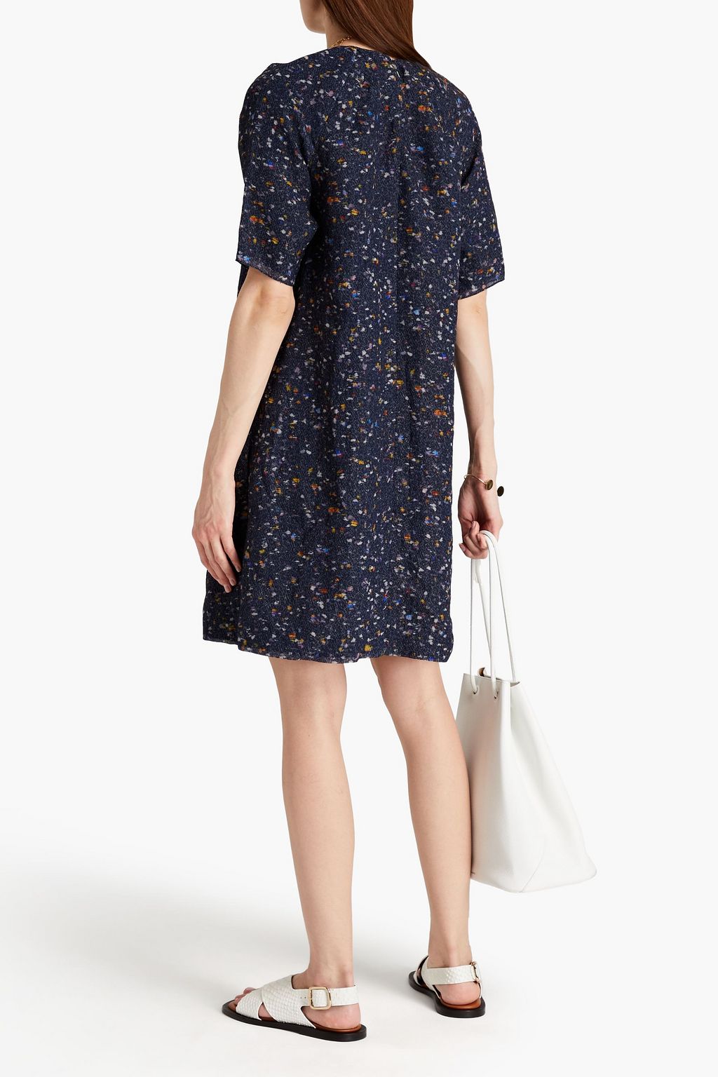 CHLOÉ Pleated printed silk-blend mini dress