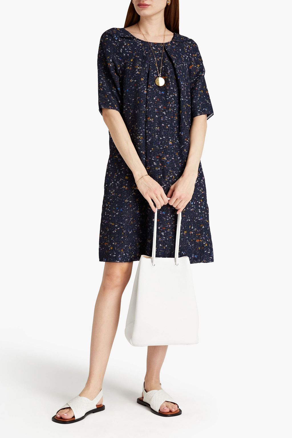 CHLOÉ Pleated printed silk-blend mini dress