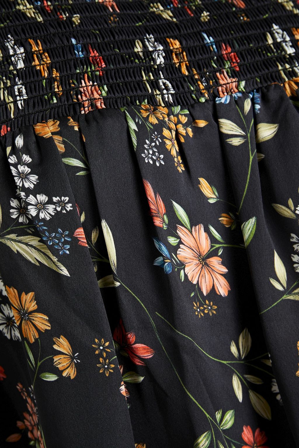 ML MONIQUE LHUILLIER Shirred floral-print satin blouse