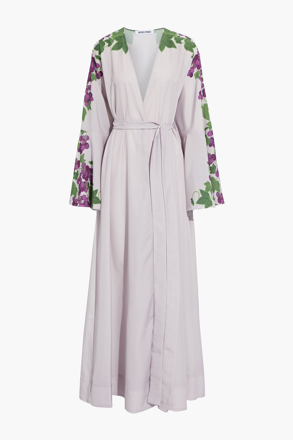 andrea iyamah - zadie printed crepe de chine robe - purple - s/m