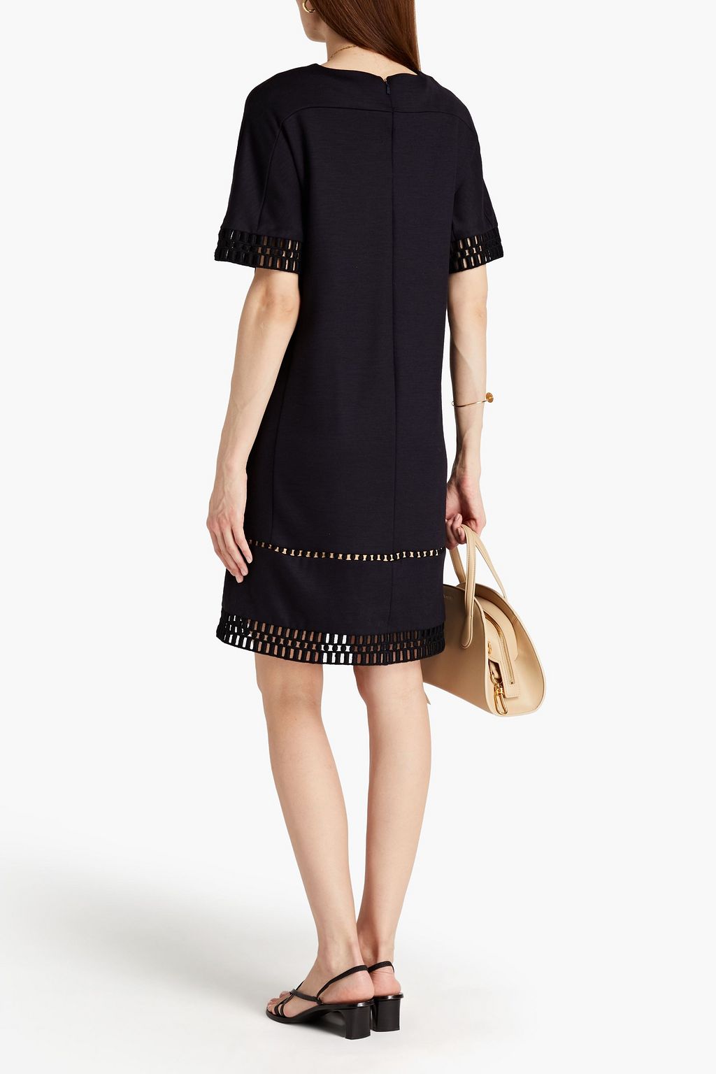 CHLOÉ Lattice-trimmed wool-blend jersey mini dress