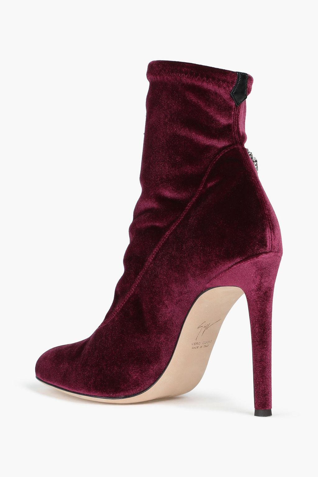 GIUSEPPE ZANOTTI Crystal-embellished velvet sock boots