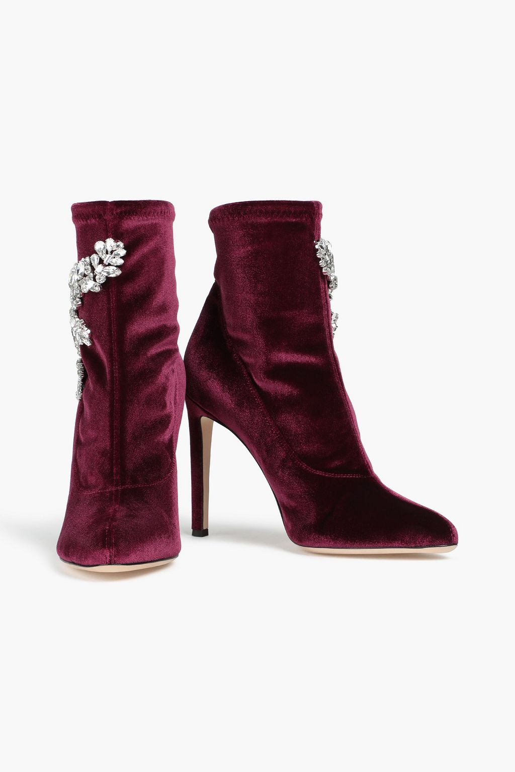 GIUSEPPE ZANOTTI Crystal-embellished velvet sock boots
