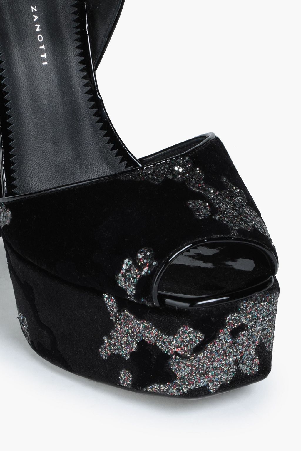 GIUSEPPE ZANOTTI Glittered suede platform sandals