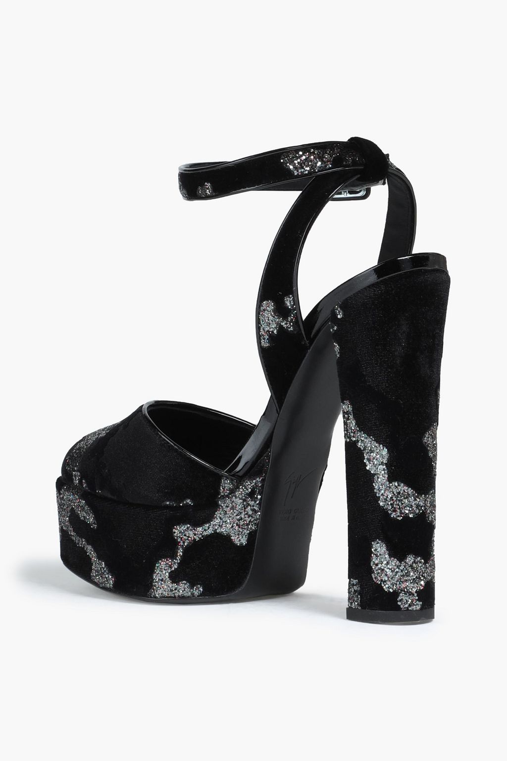 GIUSEPPE ZANOTTI Glittered suede platform sandals