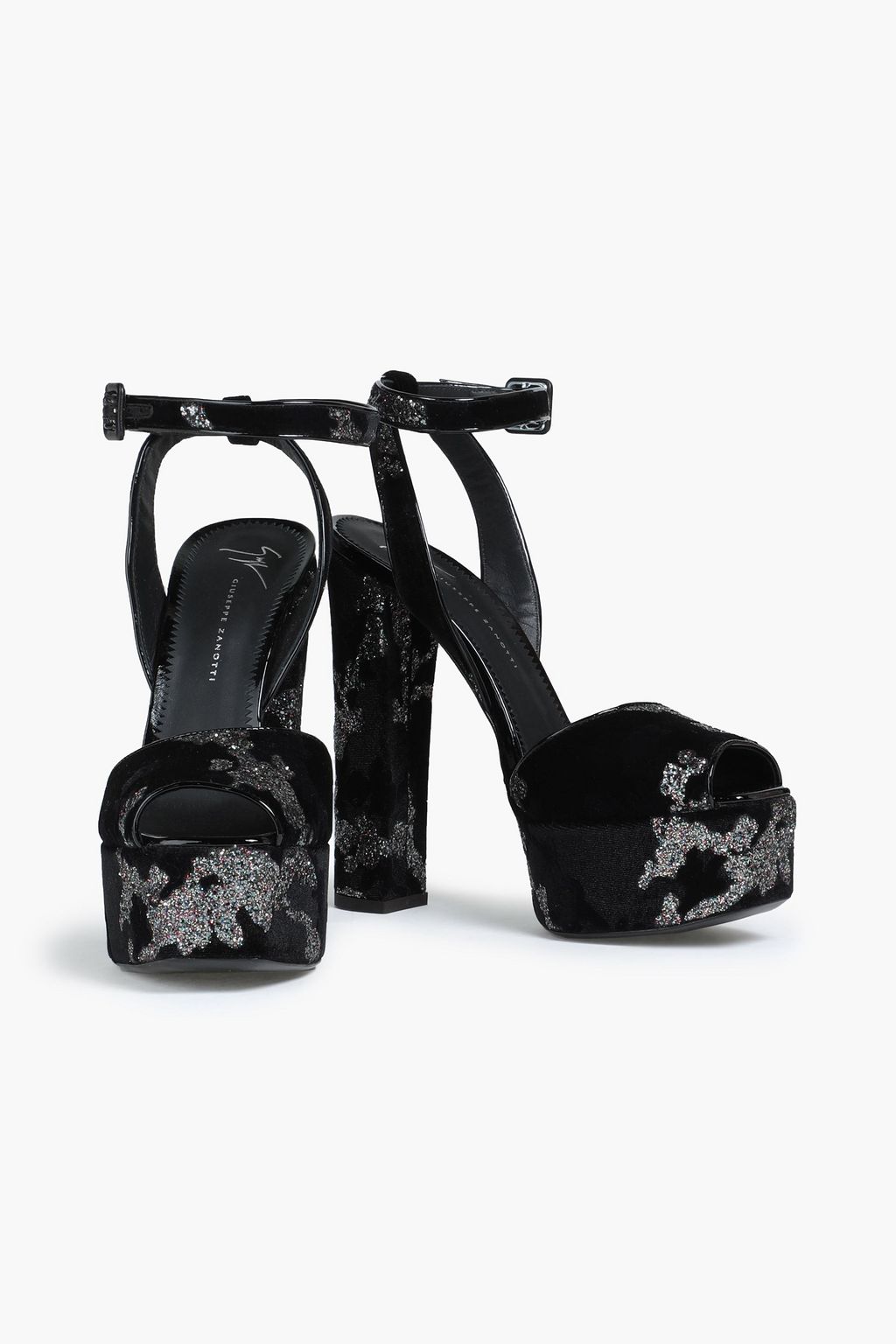 GIUSEPPE ZANOTTI Glittered suede platform sandals