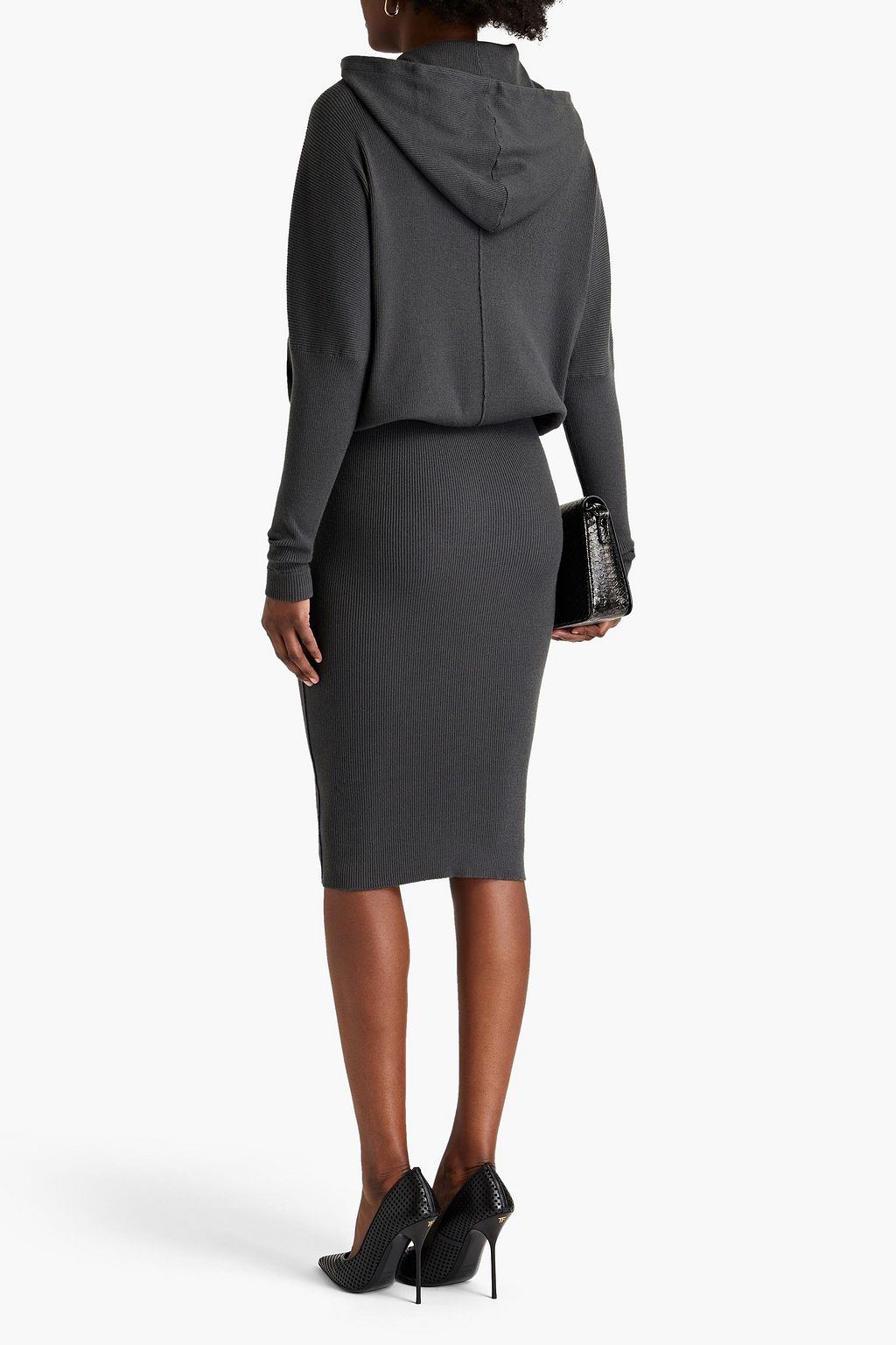TOM FORD Ribbed cashmere-blend hooded dress