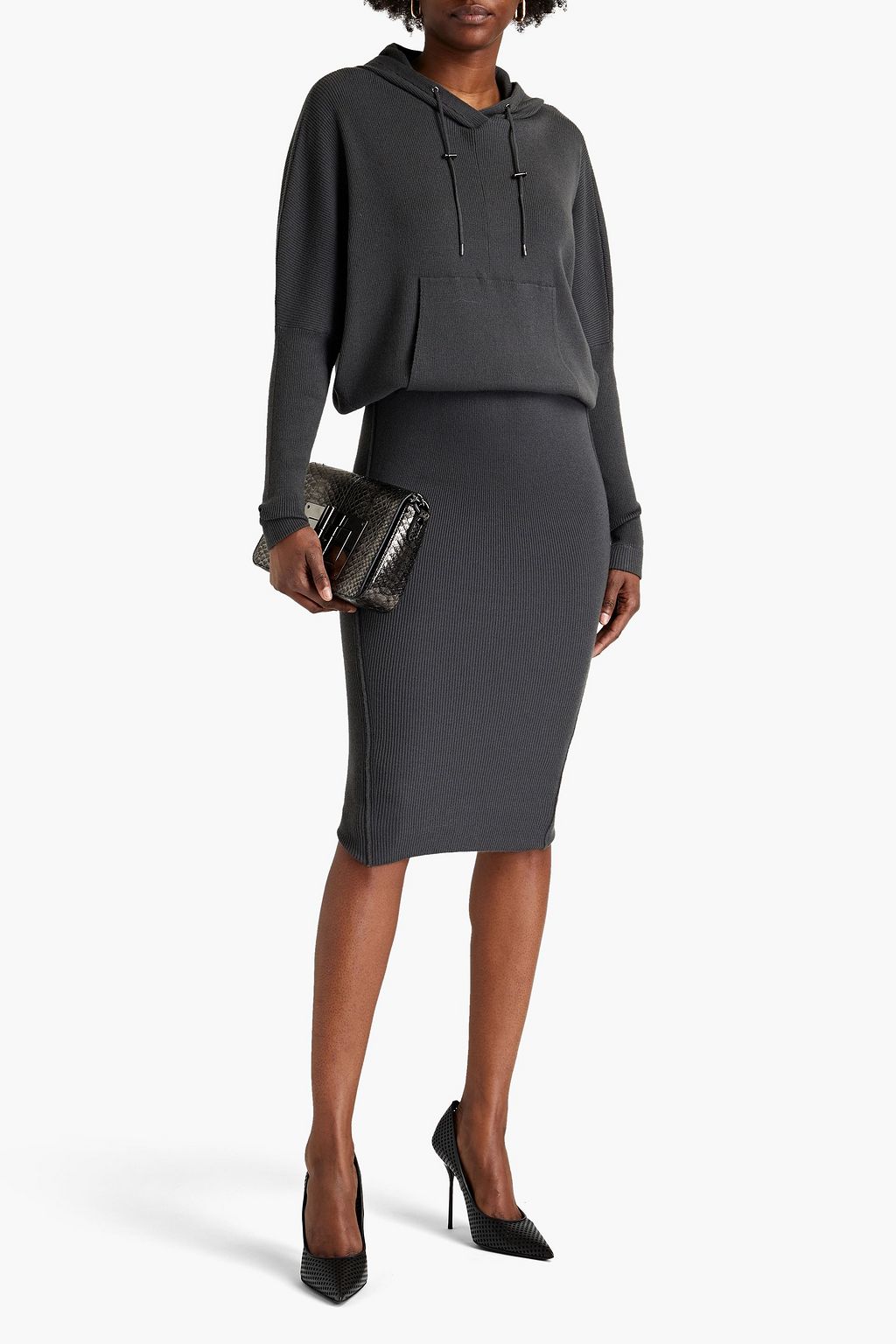 TOM FORD Ribbed cashmere-blend hooded dress
