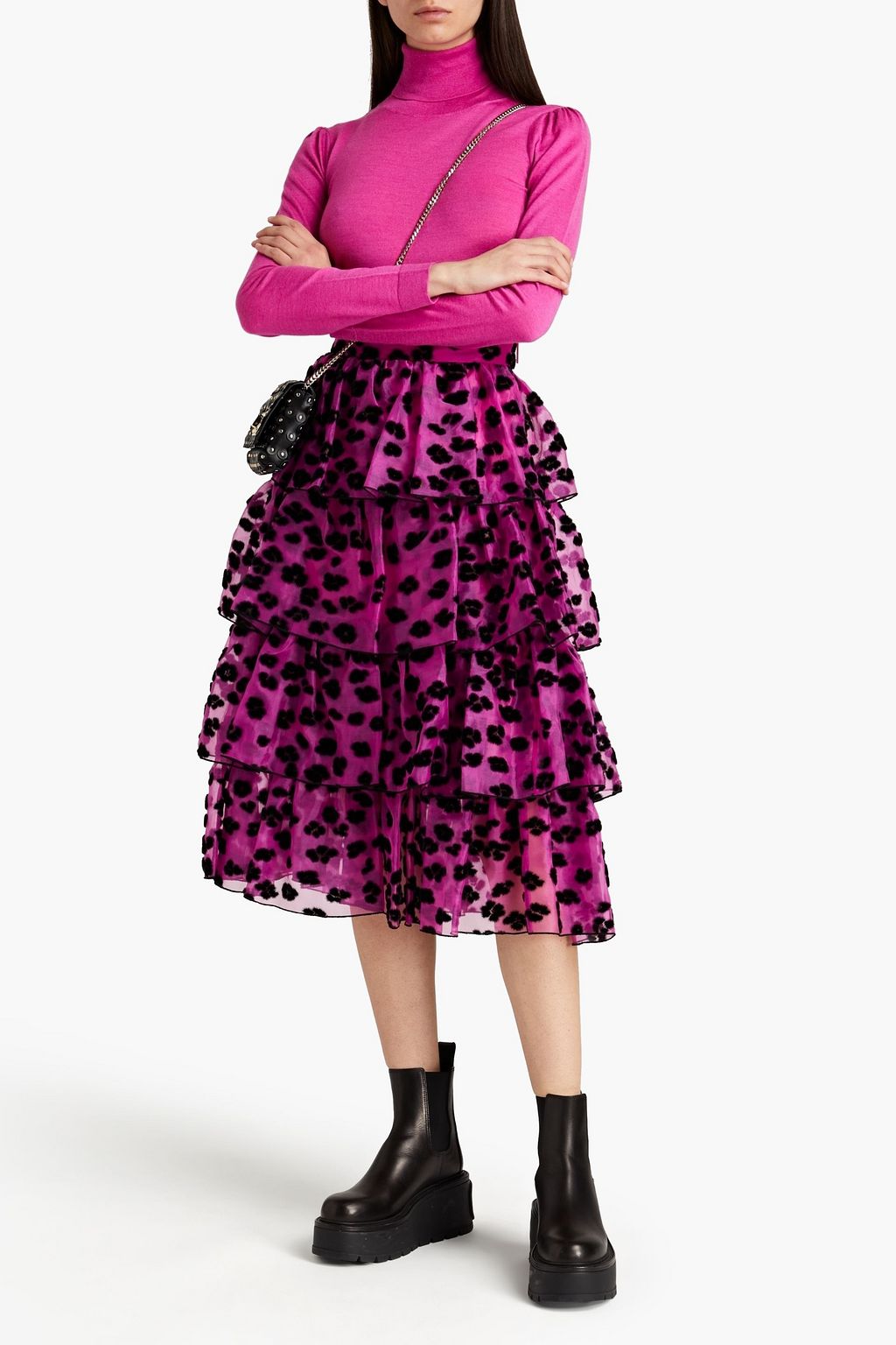 REDVALENTINO Wool, silk and cashmere-blend turtleneck sweater