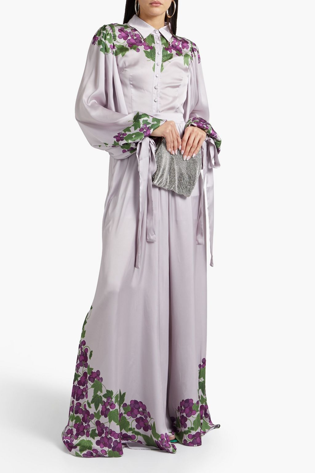 ANDREA IYAMAH Vine printed satin shirt