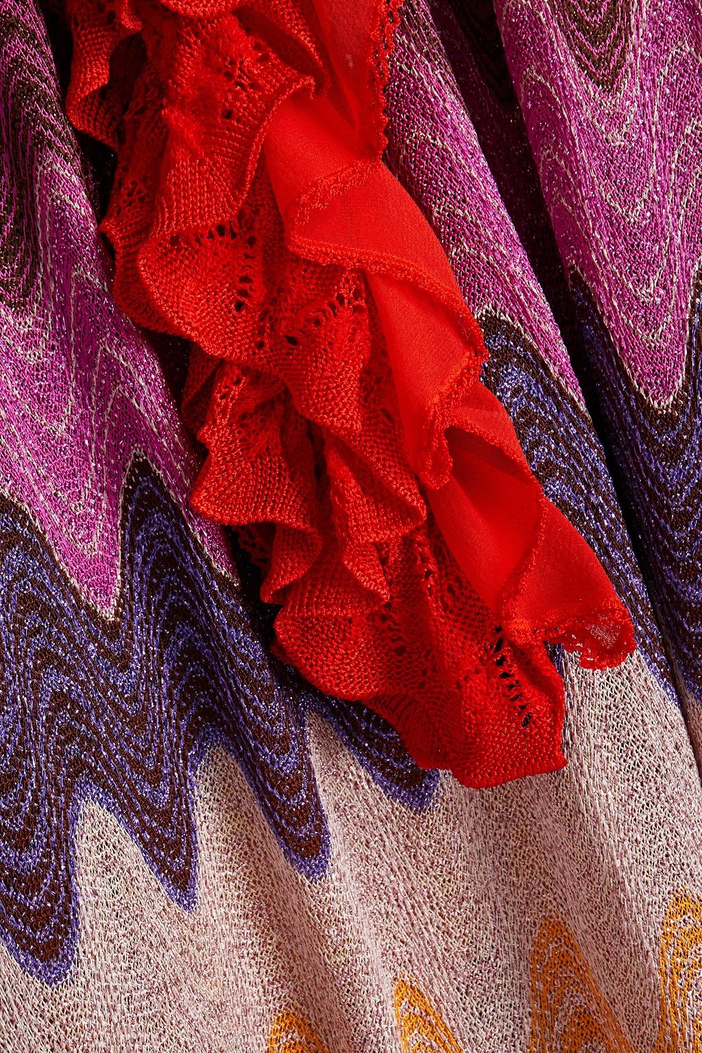 MISSONI Ruffled metallic crochet-knit top