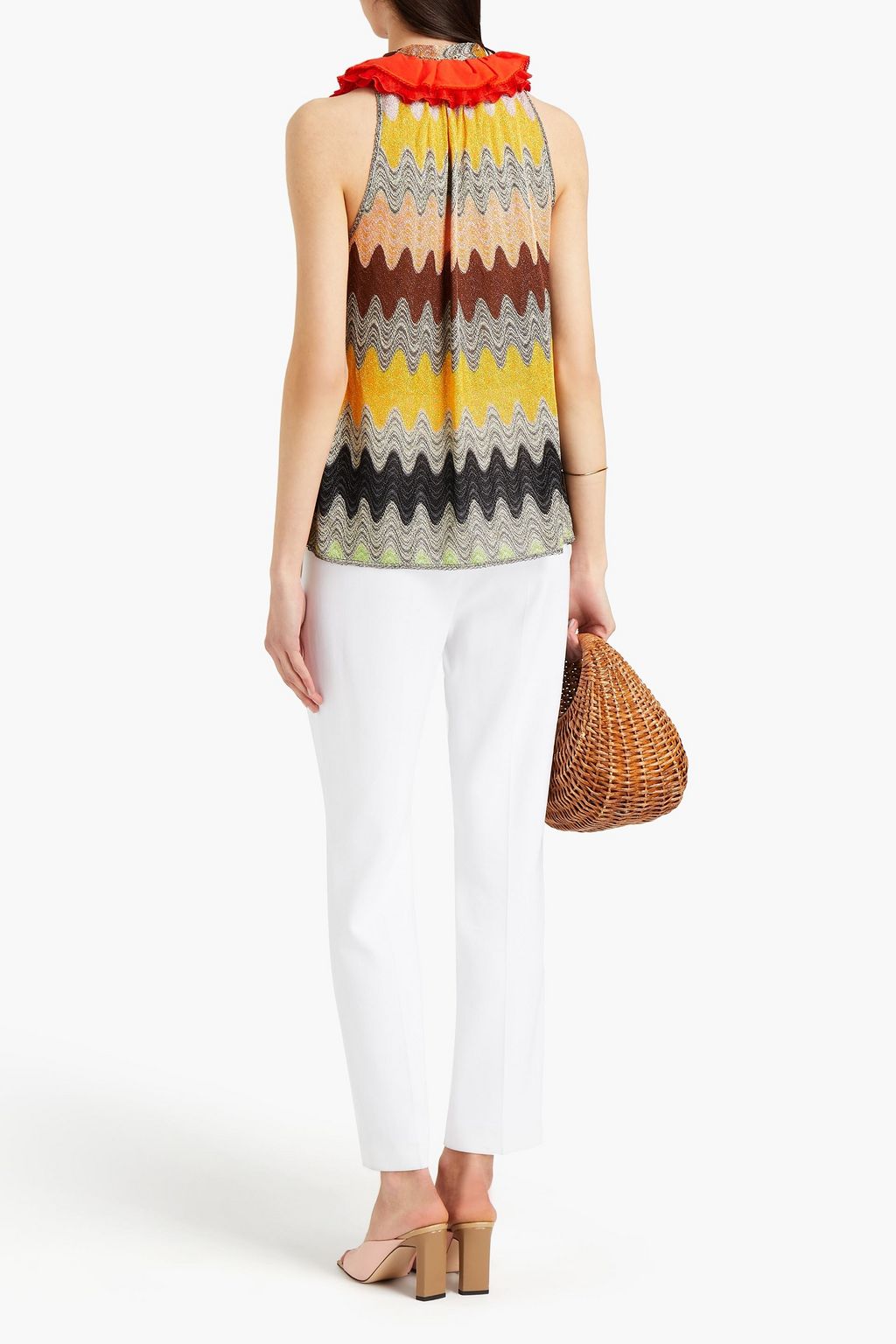 MISSONI Ruffled metallic crochet-knit top