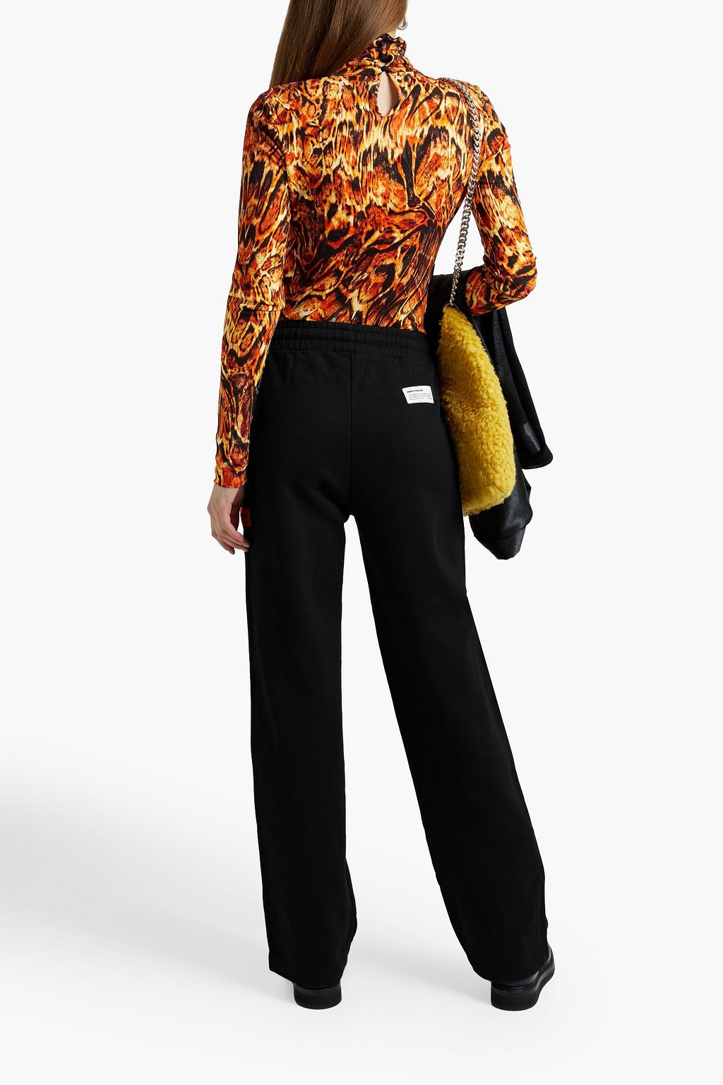 HERON PRESTON Jacquard-trimmed French cotton-terry track pants