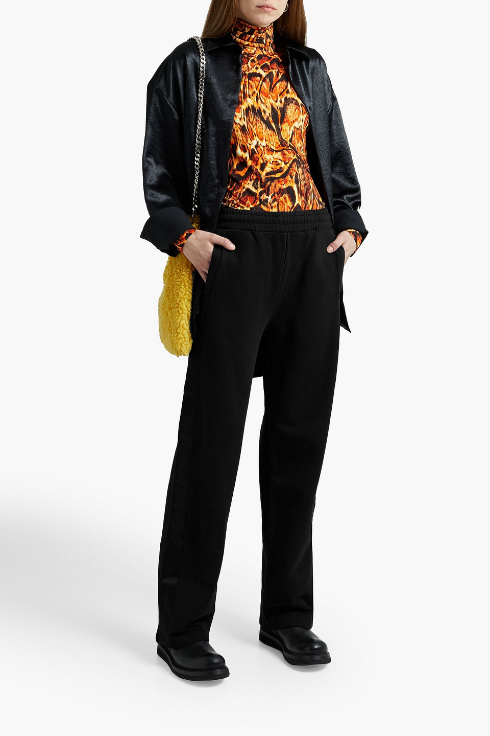 Heron Preston Jacquard-trimmed French Cotton-terry Track Pants In Black