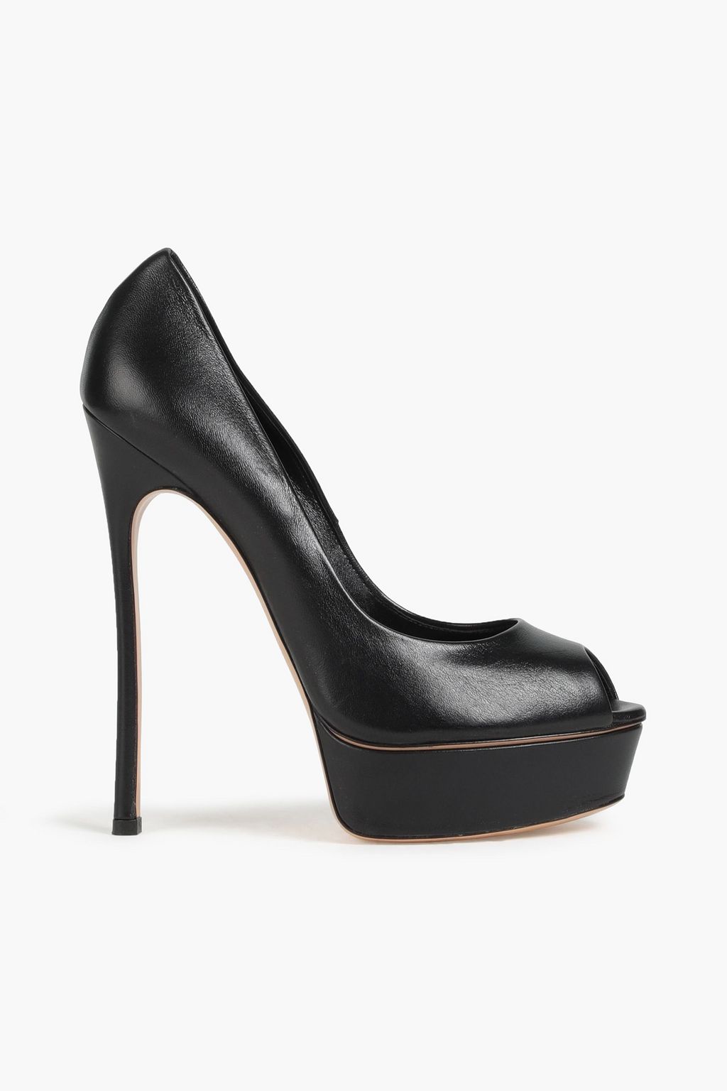 black leather platform court shoes