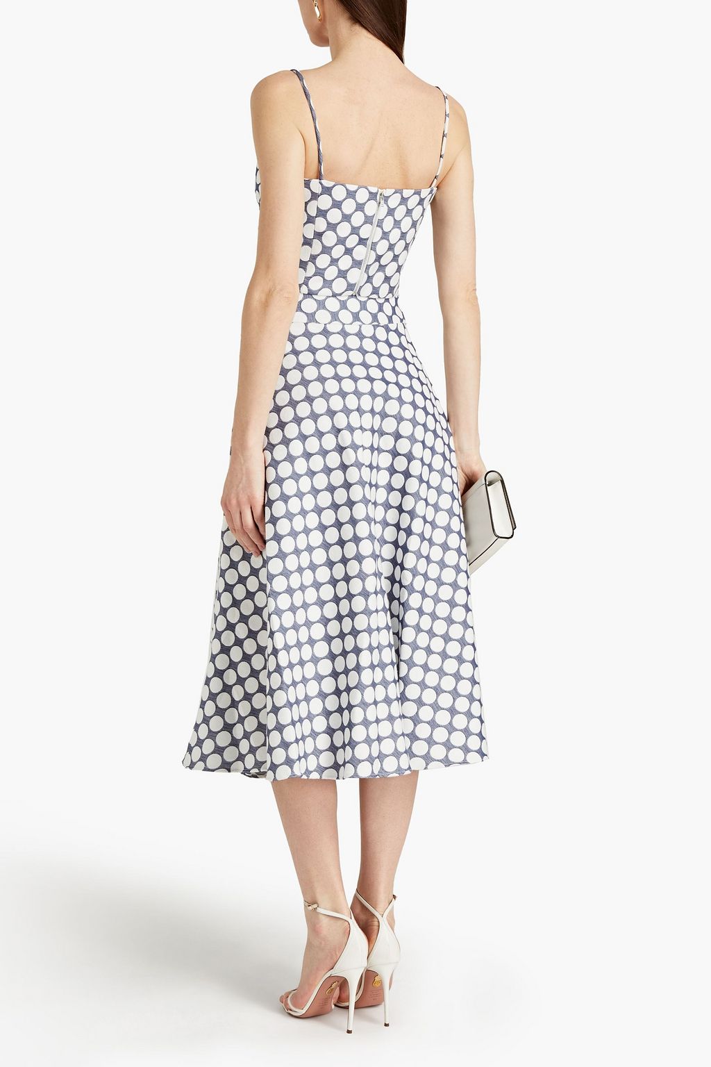ML MONIQUE LHUILLIER Tie-front cotton-blend jacquard midi skirt