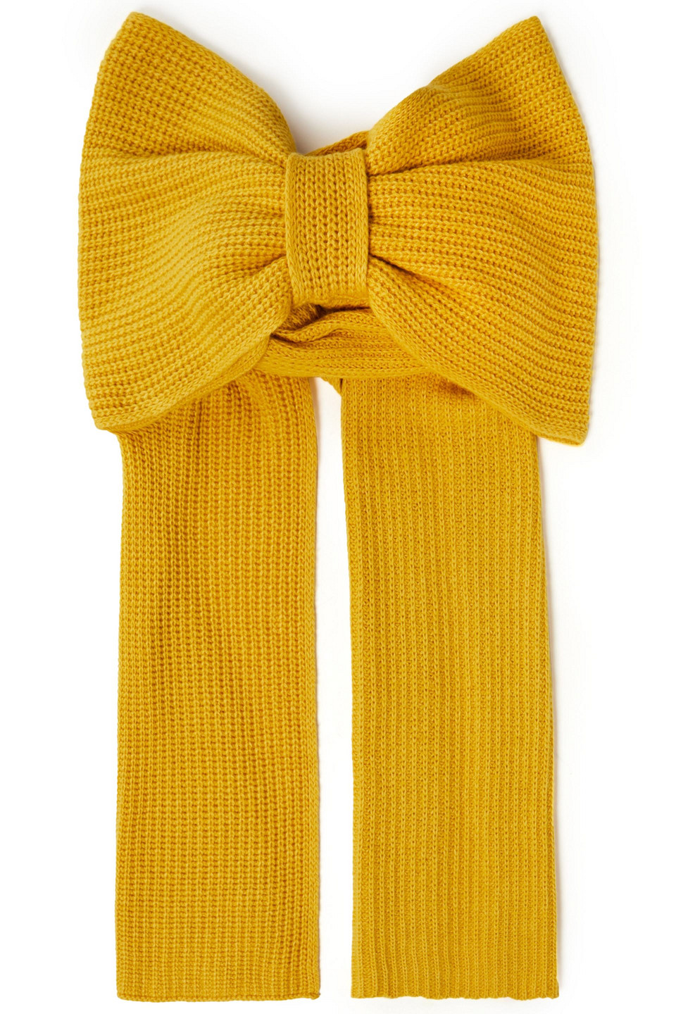 Redvalentino Woman Bow-embellished Knitted Scarf Yellow Size --