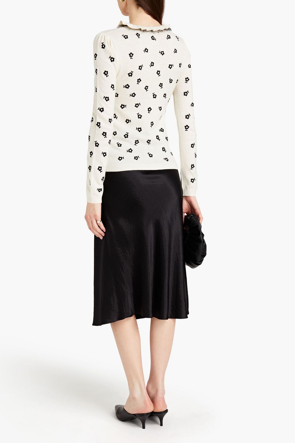 REDVALENTINO Embroidered ruffled knitted sweater