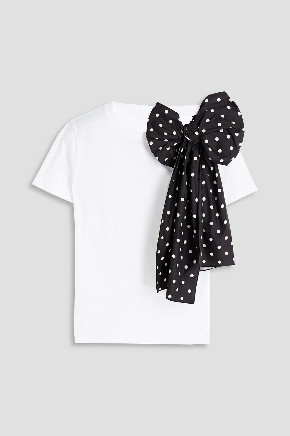 Redvalentino Woman Bow-embellished Cotton-jersey T-shirt White Size XL