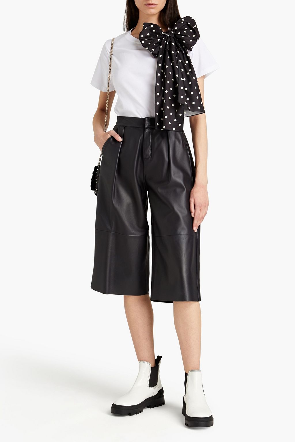 REDVALENTINO Bow-embellished cotton-jersey T-shirt