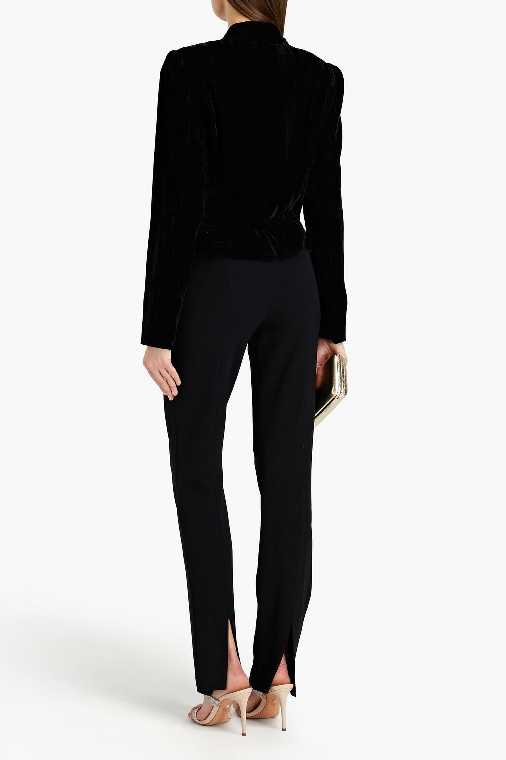 ML MONIQUE LHUILLIER Pussy-bow velvet blouse