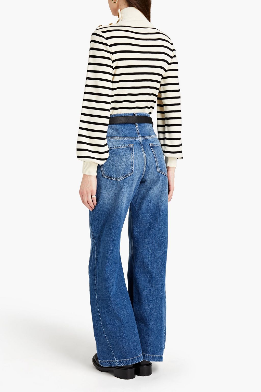 REDVALENTINO Striped wool turtleneck sweater