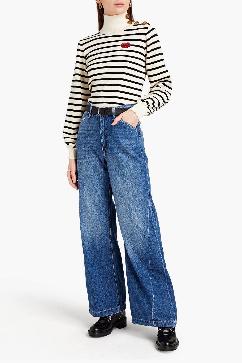 REDVALENTINO Striped wool turtleneck sweater