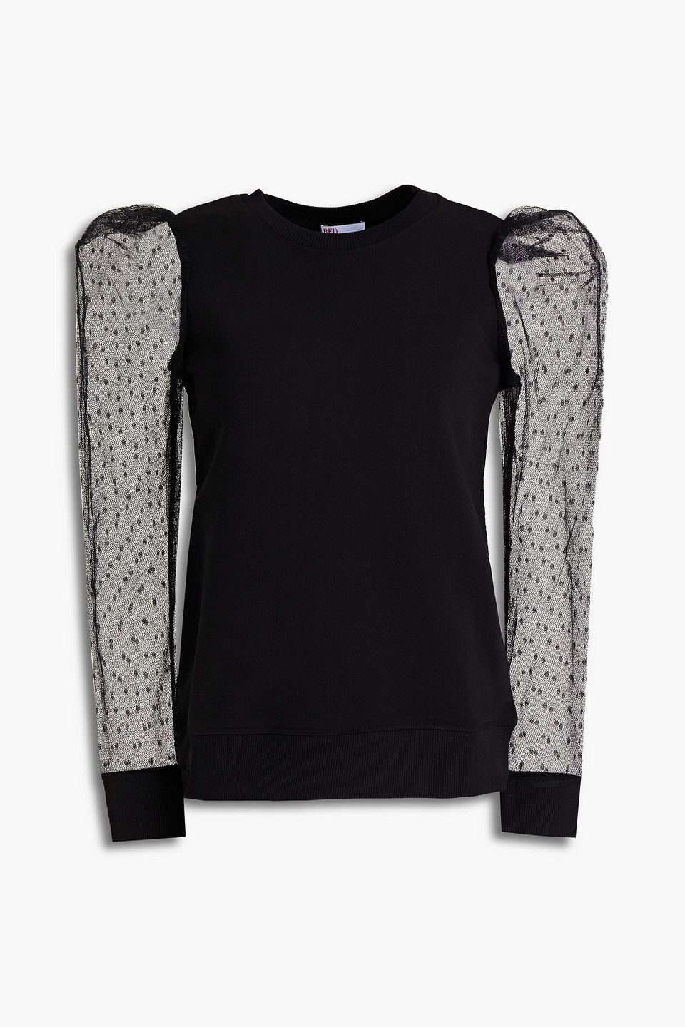 Redvalentino Woman Point D'esprit-paneled French Cotton-blend Terry Sweatshirt Black Size M