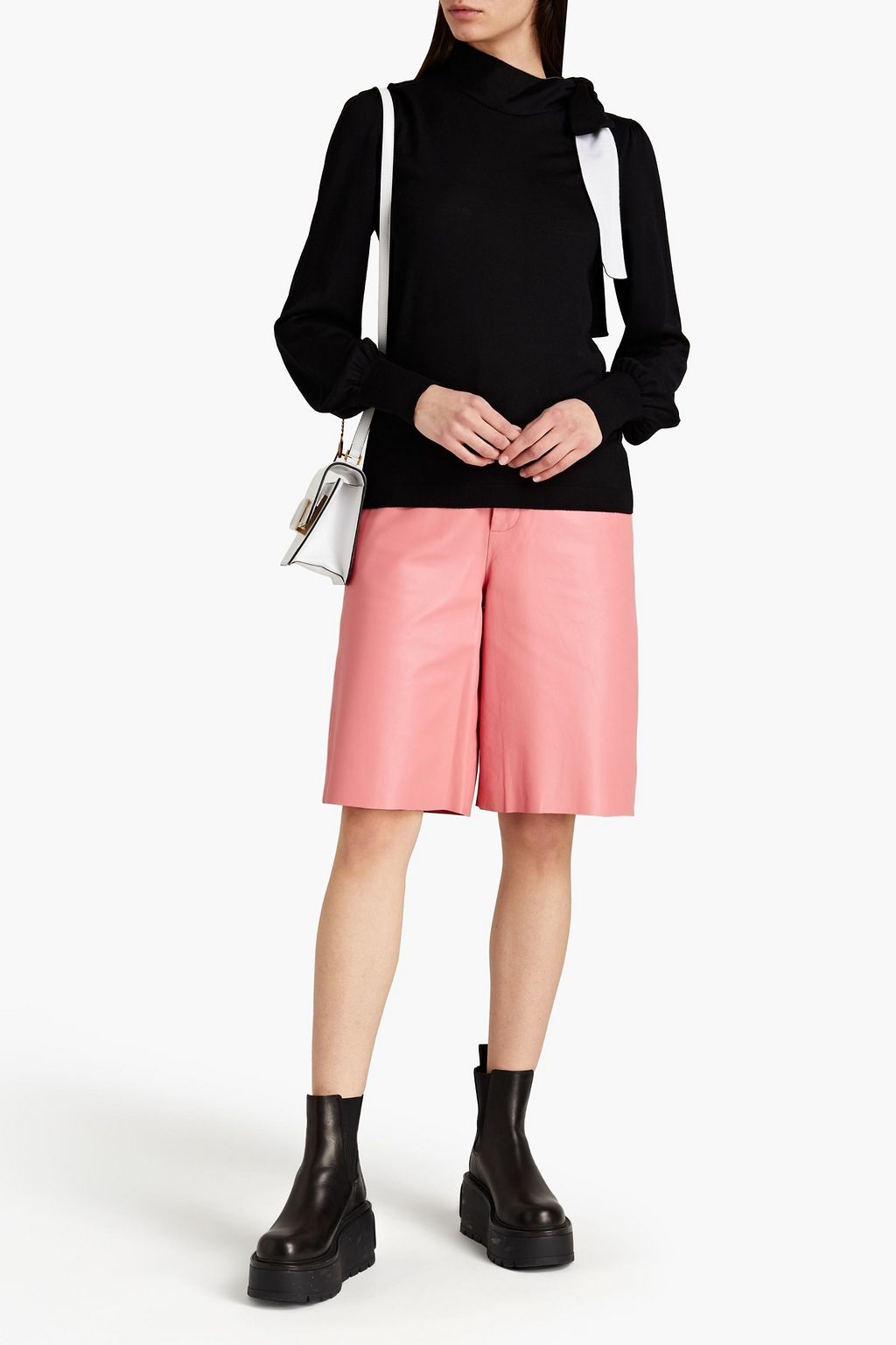 REDVALENTINO Pussy-bow wool, silk and cashmere-blend sweater