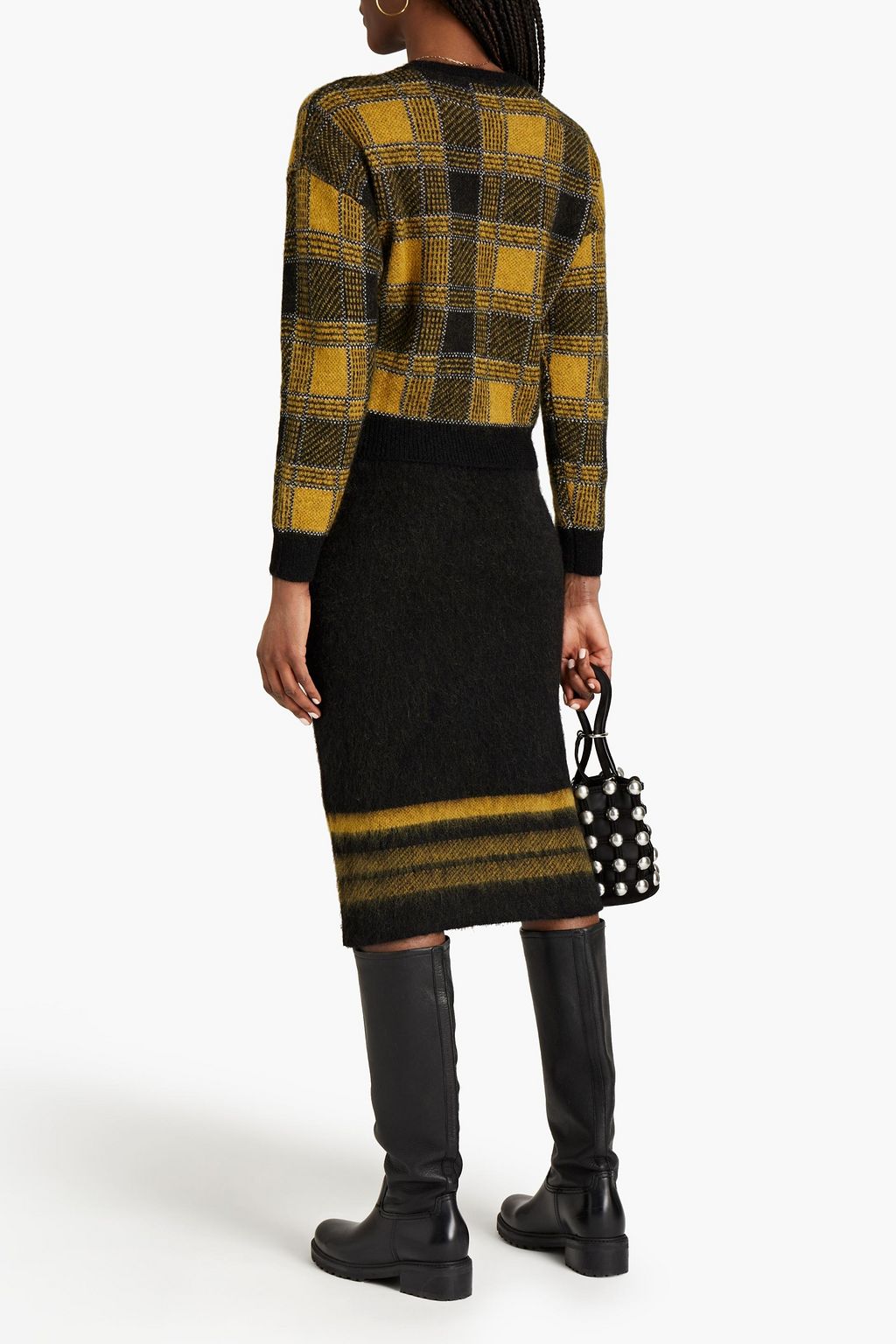 REDVALENTINO Two-tone knitted pencil skirt