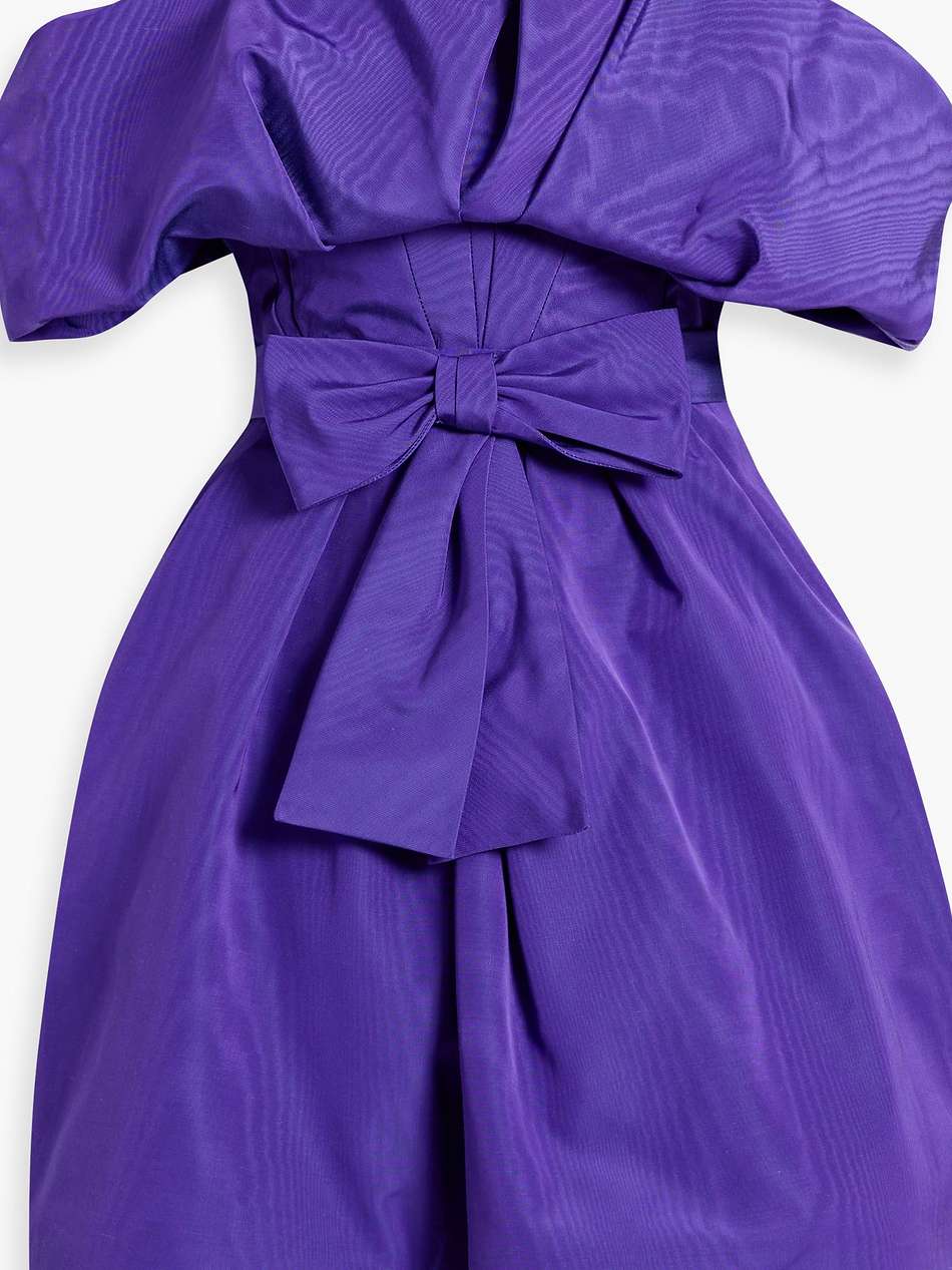strapless ruffled cotton-blend moire mini dress