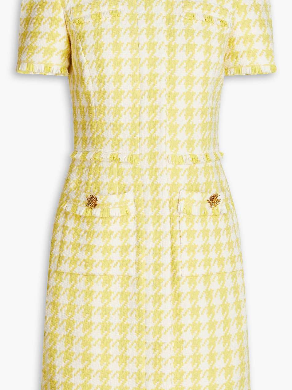 embellished cotton-blend tweed mini dress