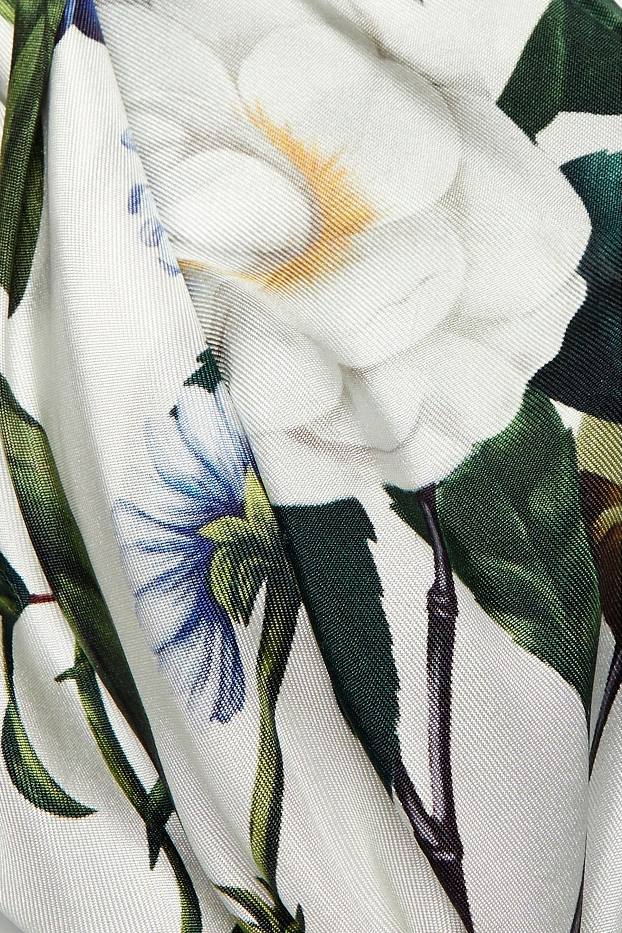 Oscar de la Renta Tie-front floral-print silk-satin twill bandeau top thumbnail