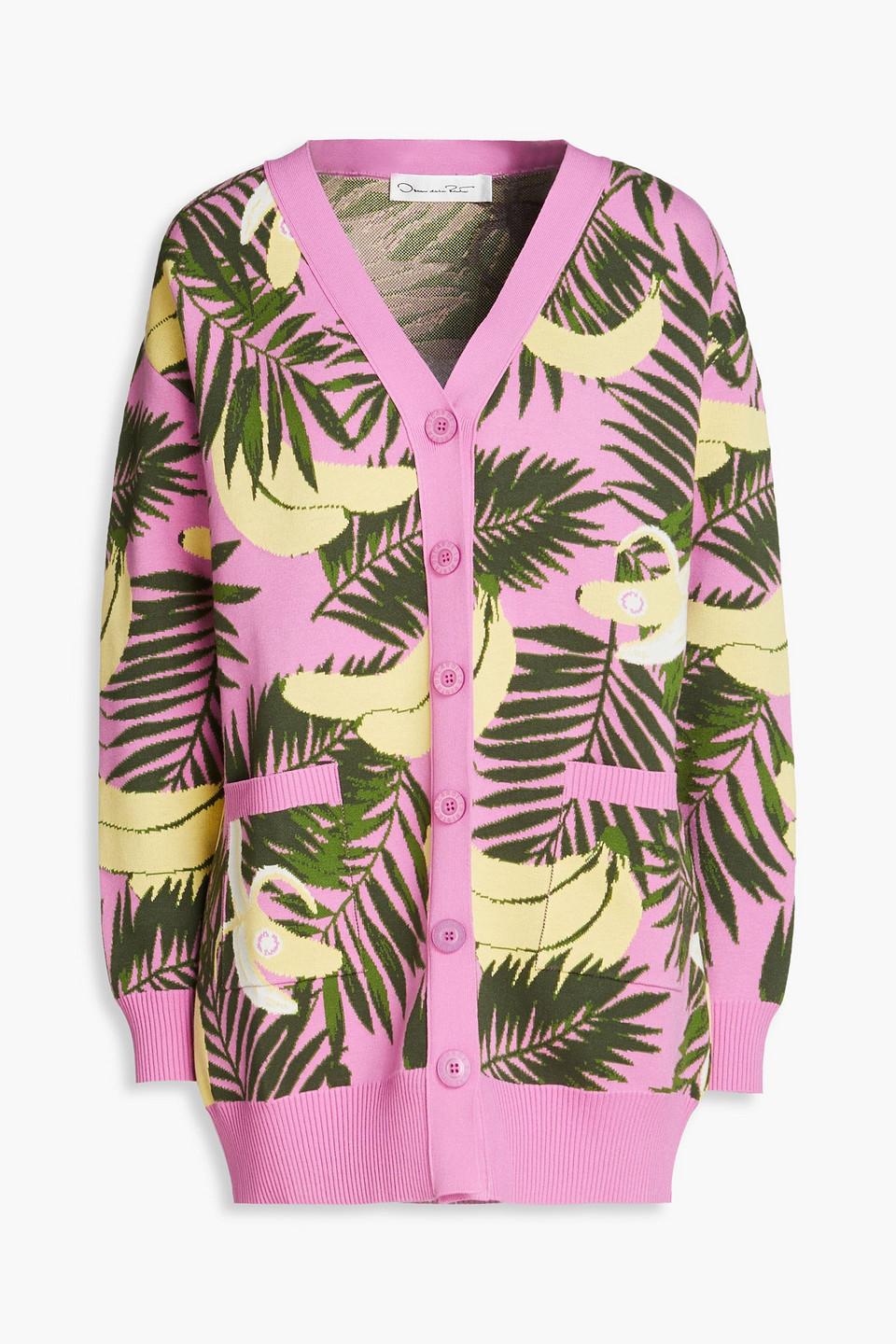 Oscar de la Renta - Jacquard-knit cardigan - Pink - L