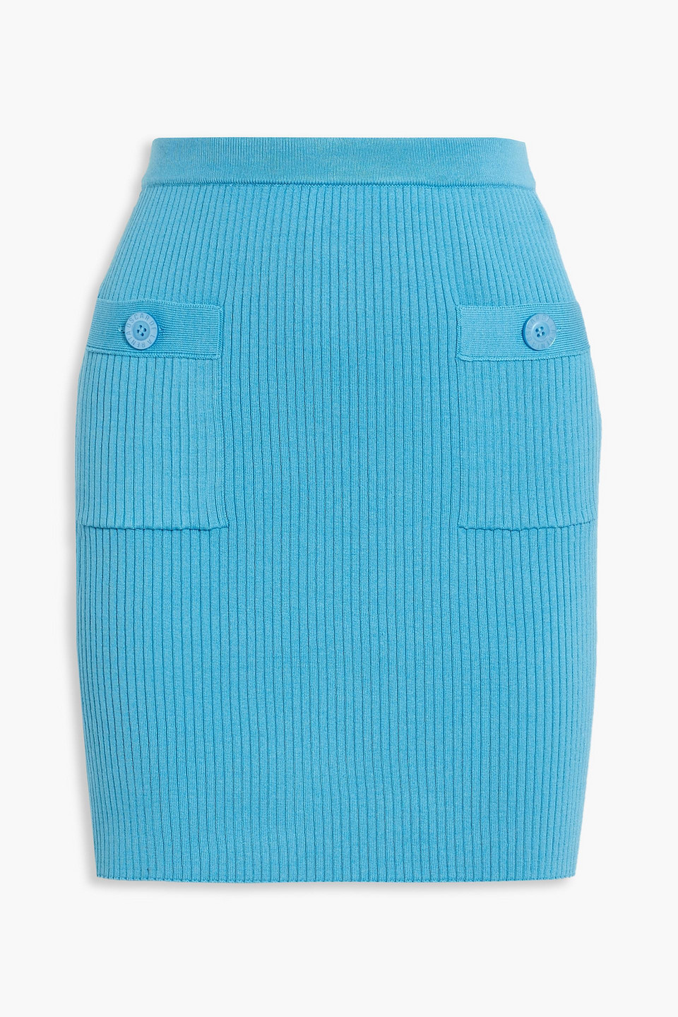 Oscar De La Renta Ribbed Silk-blend Mini Skirt In Turquoise