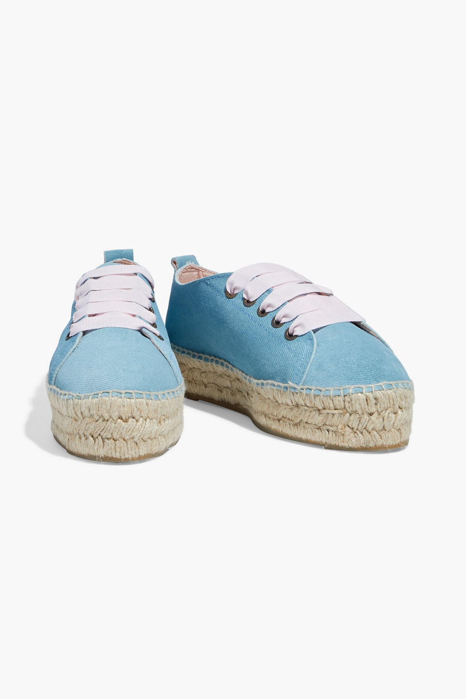 Manebi Hamptons Suede Espadrille Trainers In Light Denim