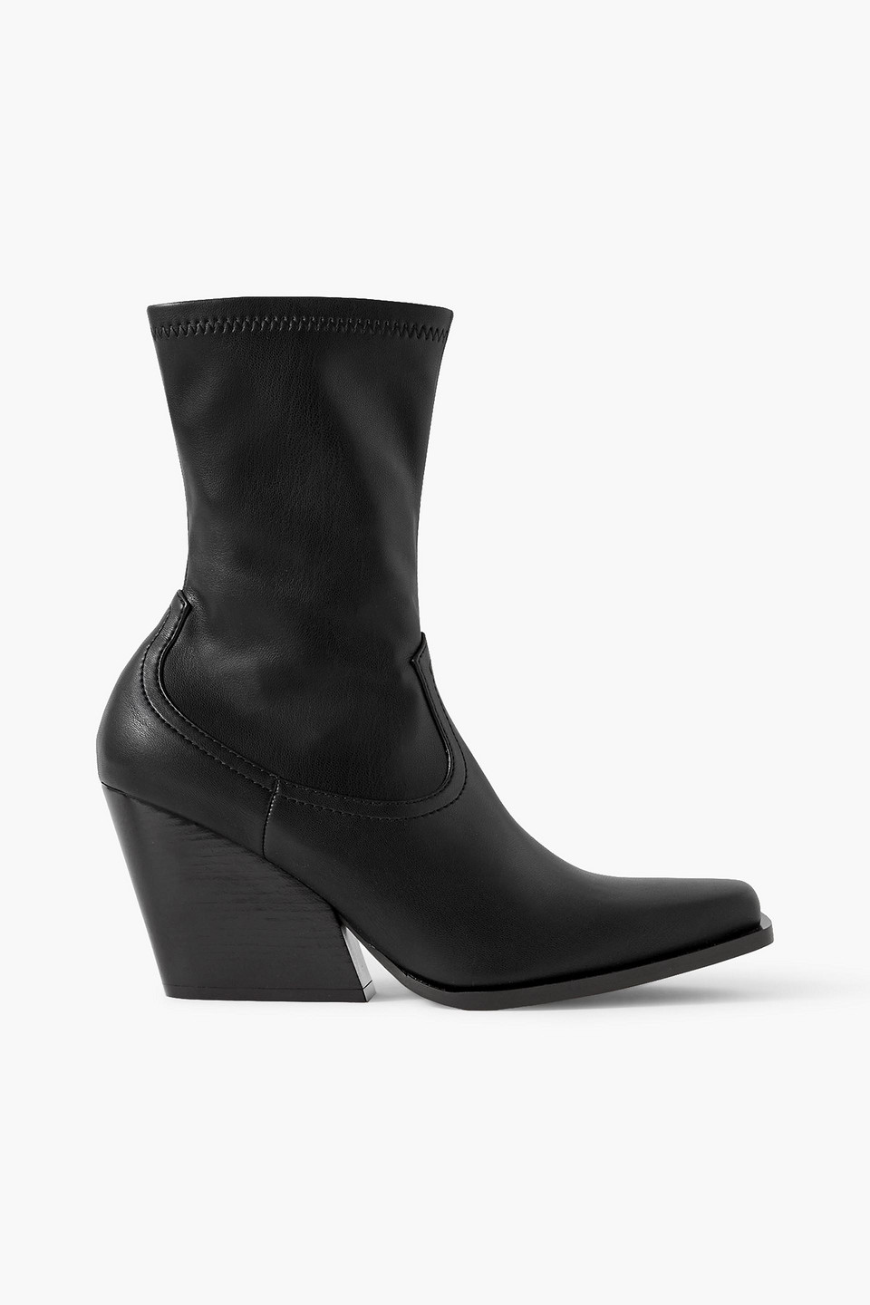 Shop Stella Mccartney Cowboy Faux Leather Ankle Boots In Black