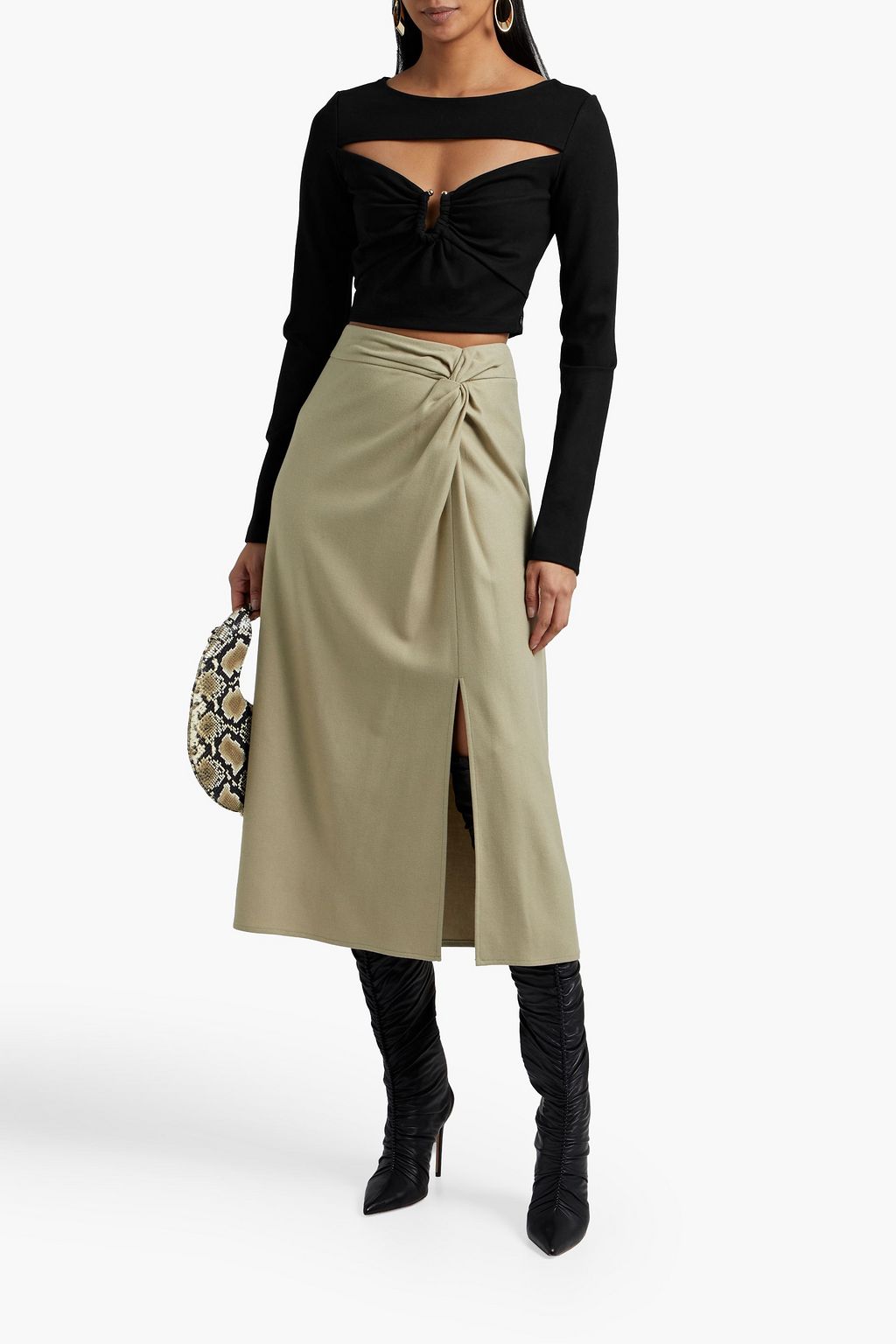 NICHOLAS Cutout ruched stretch-jersey top