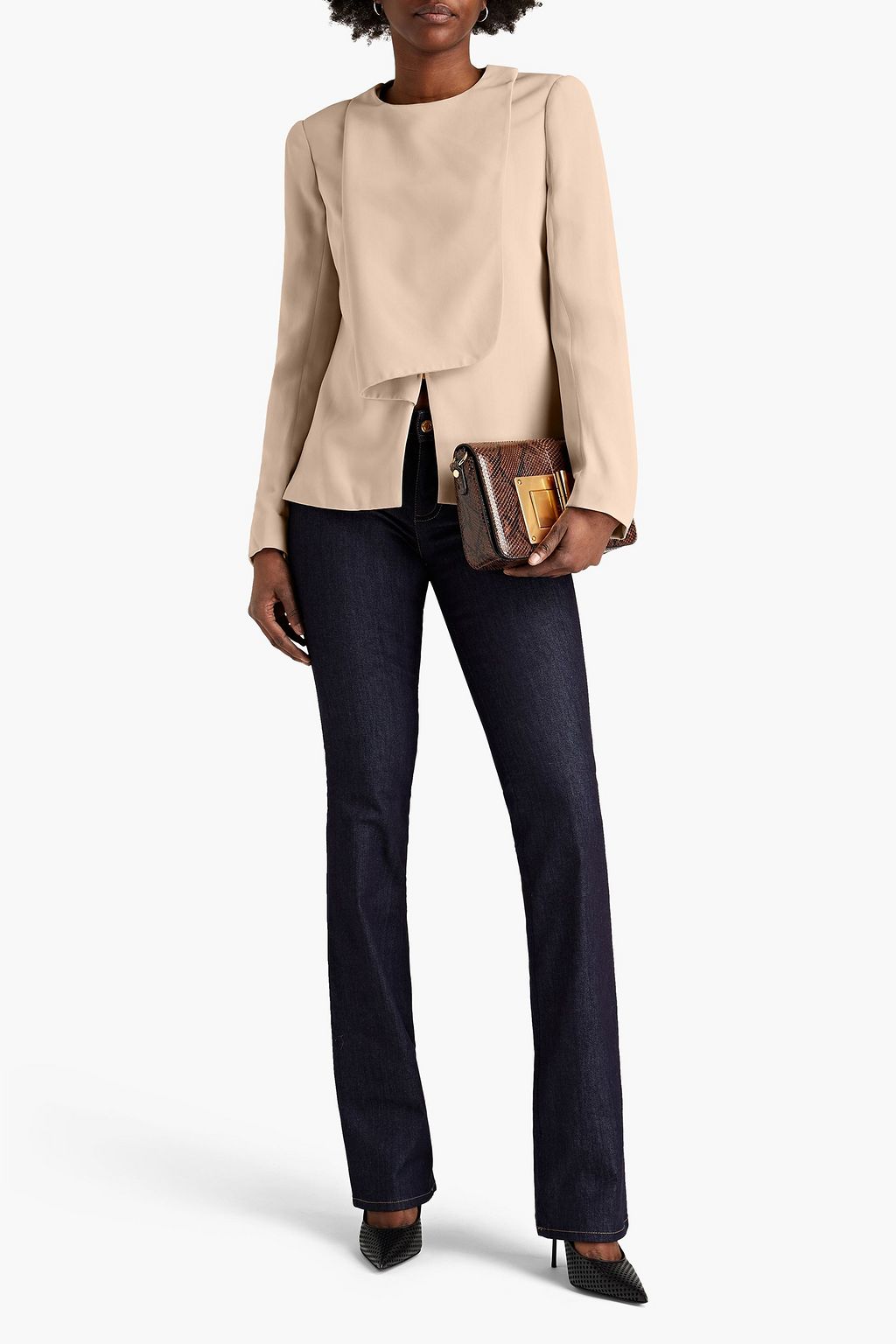 TOM FORD Pleated silk-crepe jacket