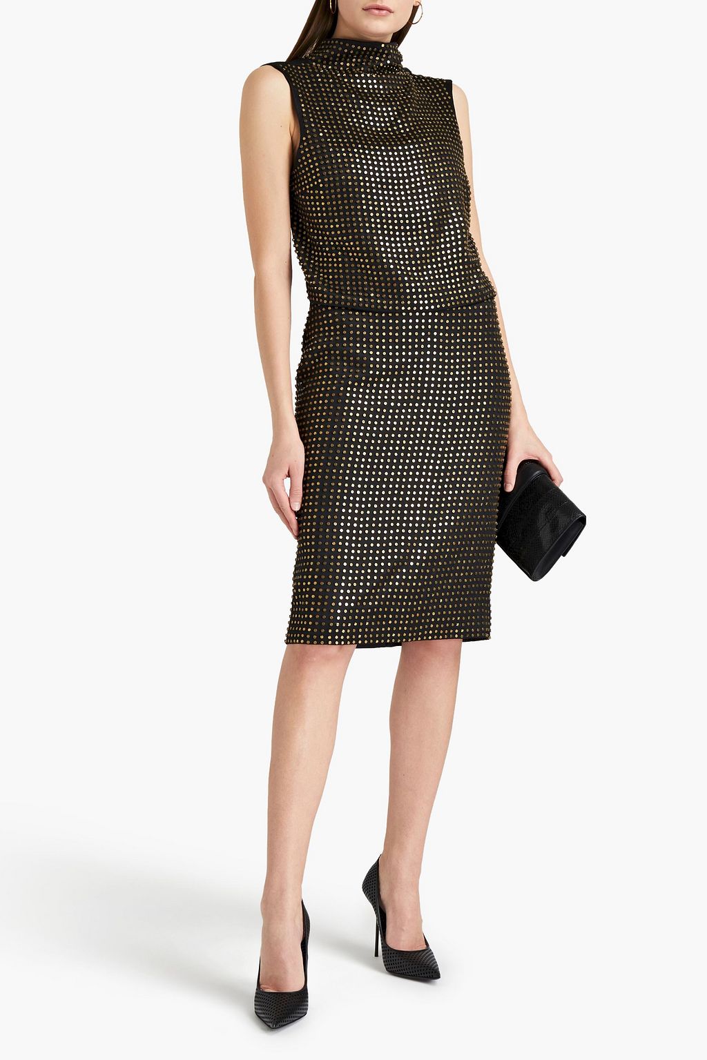 TOM FORD Open-back studded silk-satin top