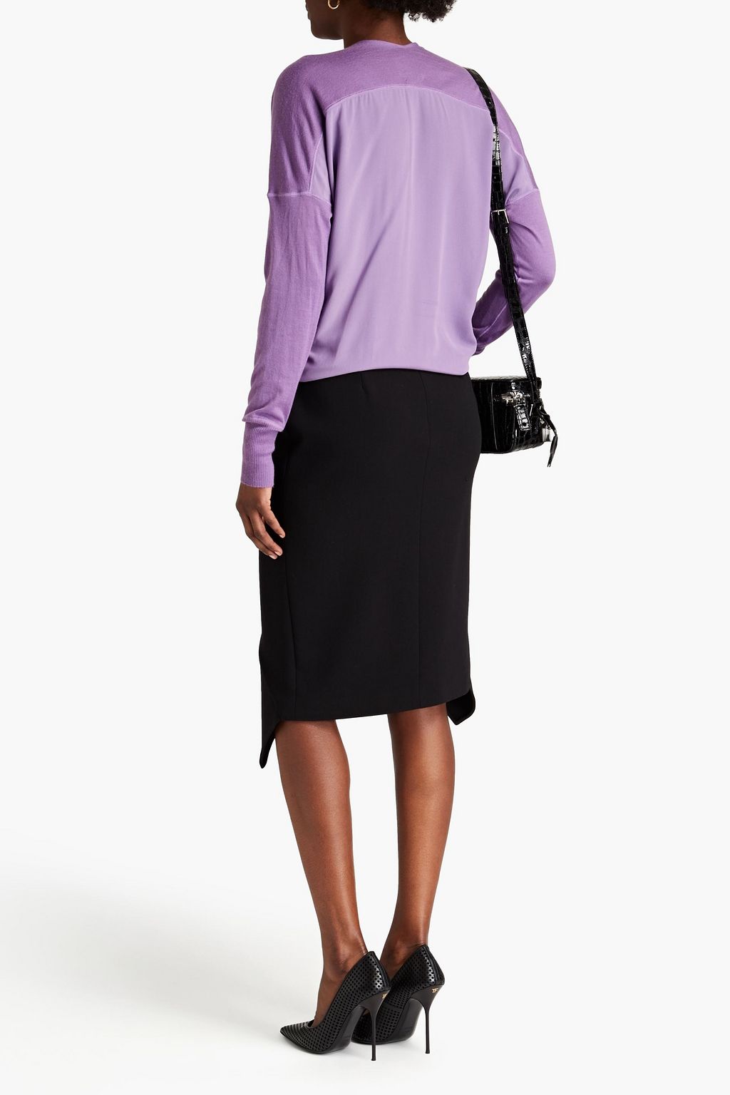 TOM FORD Silk crepe-paneled cashmere sweater