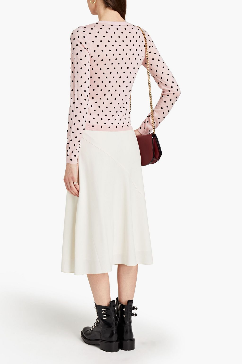 REDVALENTINO Logo-appliquéd flocked wool cardigan