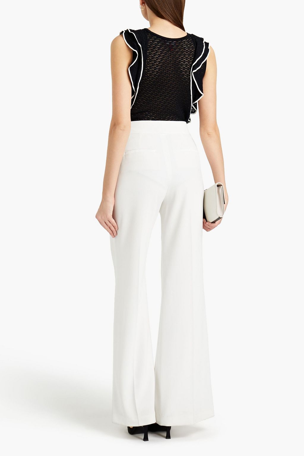 ML MONIQUE LHUILLIER Ruffled stretch-knit bodysuit