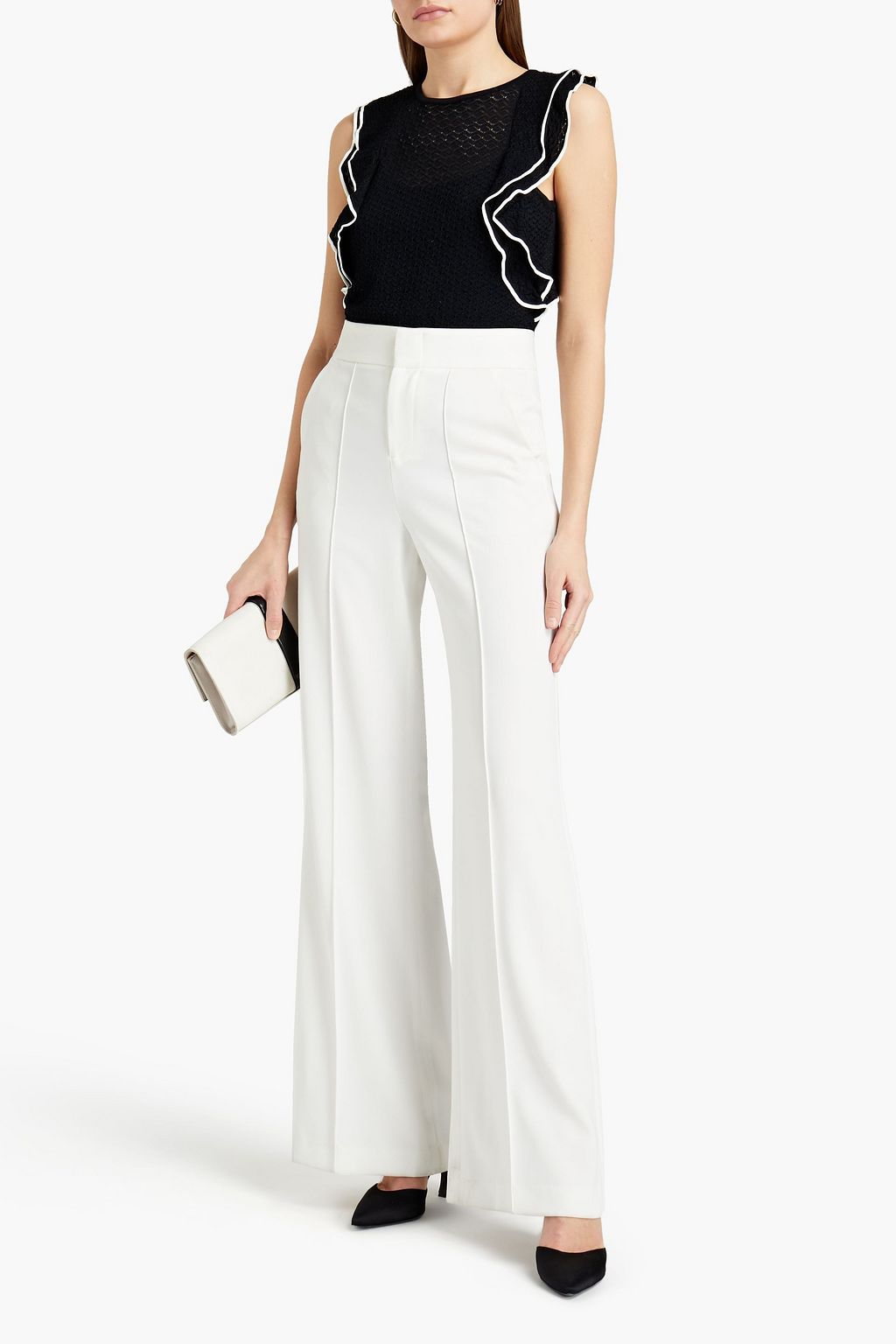 ML MONIQUE LHUILLIER Ruffled stretch-knit bodysuit